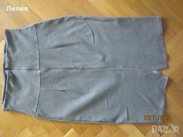Пепитена разтеглива пола-тип молив (за офис) и блуза естествена коприна, снимка 5 - Поли - 27466473