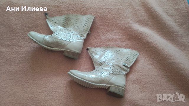 Летни ботуши естествена кожа цвят розова пудра с ефект сатен, снимка 5 - Дамски ботуши - 43106689