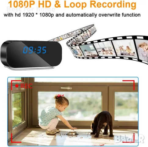 Шпионска камера- часовник от TANGMI 2.4G и 5G WiFi и TUYA, снимка 2 - Комплекти за видеонаблюдение - 49230080