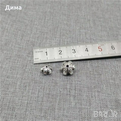 Талисмани от 925 Стерлингово Сребро тип Пандора - Flower Beads 2-Sided - 10 мм - За Бижута, Нови, снимка 5 - Колиета, медальони, синджири - 32879507