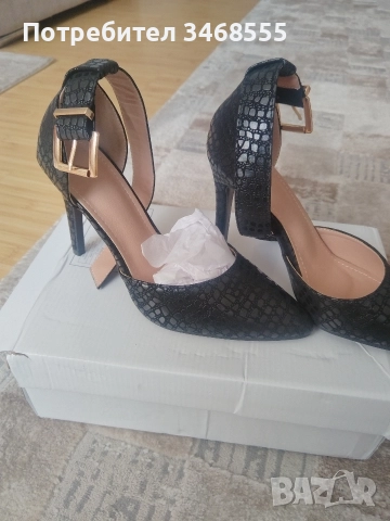 Дамски черни обувки на ток 38 номер. , снимка 5 - Дамски обувки на ток - 52828743