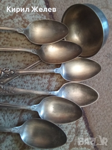 Посребрени прибори  лъжици и черпак  26318, снимка 4 - Прибори за хранене, готвене и сервиране - 52127499