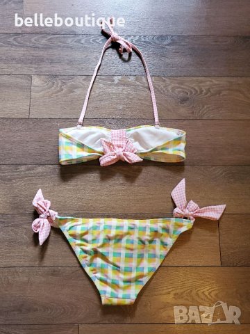 Страхотен кариран бански с панделки, размер S, снимка 3 - Бански костюми - 37348954