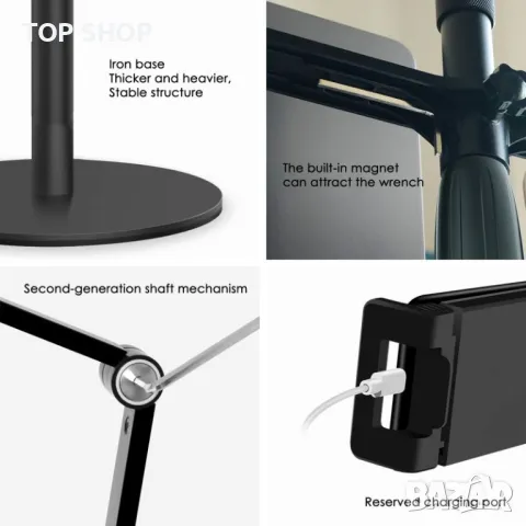 Viozon 3в1 селфи настолна стойка за живо предаване YouTube Tiktok записи онлайн срещи телефон табле, снимка 4 - Селфи стикове, аксесоари - 49049722