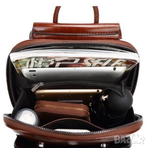 Дамска чанта-раница Angel Brown Естествена кожа, снимка 6 - Чанти - 40585104