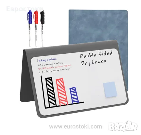 NEWYES изтриваема дъска за планиране или бележки с 3 цветни маркера, преносима двойна дъска планер