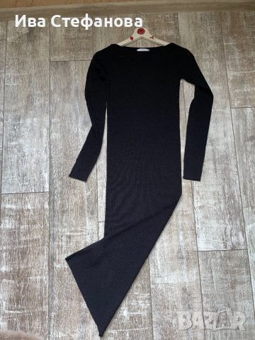 нова еластична спортно елегантна ежедневна дълга елегантна черна рокля рипс, снимка 2 - Рокли - 43610703