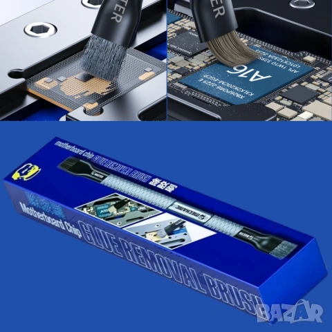 Четка Mechanic двустранна за почистване на флюс при ремонт на платки, SMD, фини стоманени нишки, снимка 2 - Други инструменти - 53478207