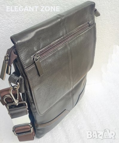 Мъжка кожена чанта с капак., снимка 7 - Чанти - 38806761