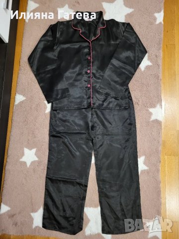 Сатенена пижама и халат р-р М обличани веднъж , снимка 7 - Пижами - 47326635