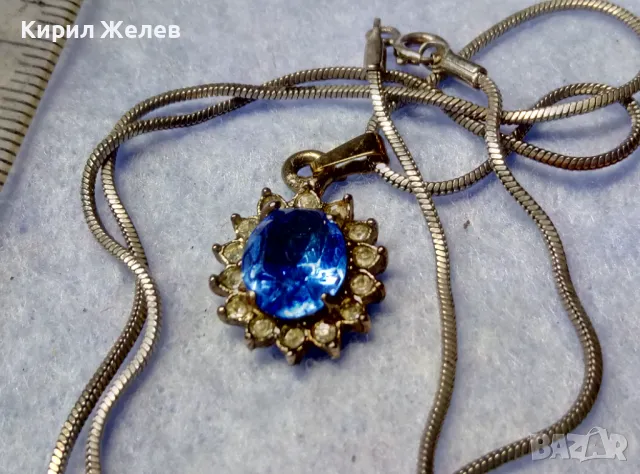 ПОСРЕБРЕНИ МЕДАЛЬОН и ЛАНЧЕ КОЛИЕ БЛАГОРОДНА СТОМАНА с ЮВЕЛИРНО ФАСЕТИРАН СИН и БЯЛ ЦИРКОН 49781, снимка 9 - Колиета, медальони, синджири - 50191769