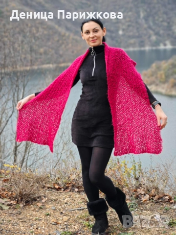 Ръчно плетен шал на една кука модел "Романтик", снимка 6 - Шалове - 52770840