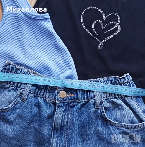 Дънкови къси панталонки с 2 бр. топ, снимка 5 - Къси панталони и бермуди - 51044659