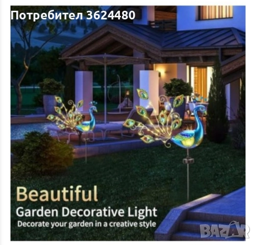 Соларна градинска лампа паун с 30 LED светлини , снимка 7 - Соларни лампи - 52262768