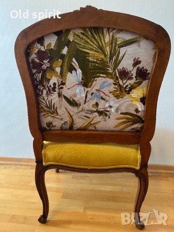 Двойка антикварни кресла ТРОПИКАНА в стил Луи XV, обновени с жизнерадостни папагали, снимка 11 - Антикварни и старинни предмети - 43356269