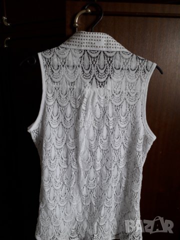 Дамска риза без ръкав от бяла дантела, снимка 5 - Ризи - 28905442
