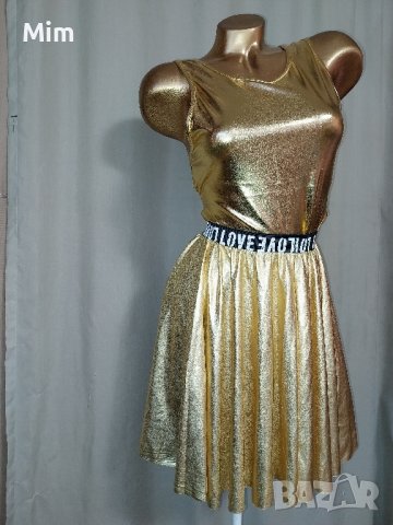 М К-т Боди и пола в златисто имитира лак / винил /, снимка 2 - Корсети, бюстиета, топове - 43229429