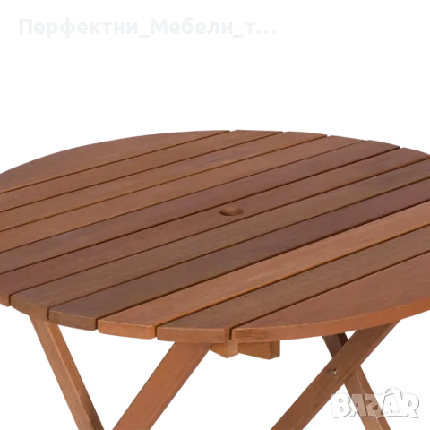 Дървен градински комплект-маса 90см.,маса 130/75,маса 75/75см и сгъваеми столове, снимка 2 - Градински мебели, декорация  - 47406165