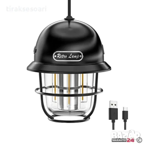 LED Диодна Къмпинг лампа с вградена батерия и кабел за зареждане 