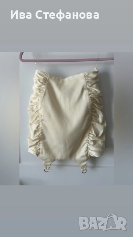 Нов бял елегантен сатенен сатен сет костюм комплект от две части пола и топ Oh Polly , снимка 2 - Костюми - 50121688