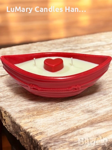 Свещ “Червена лодка със сърце”, снимка 8 - Декорация за дома - 53222983