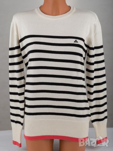 Дамски памучен пуловер в екрю на черно райе марка Paul Parker, снимка 2 - Блузи с дълъг ръкав и пуловери - 33597382
