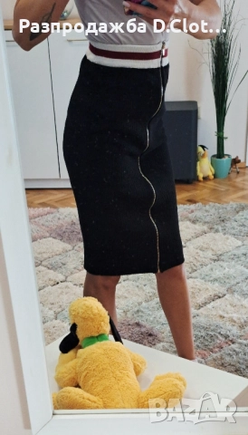 пола висока талия до коляното с цип отпред , снимка 7 - Поли - 51432762