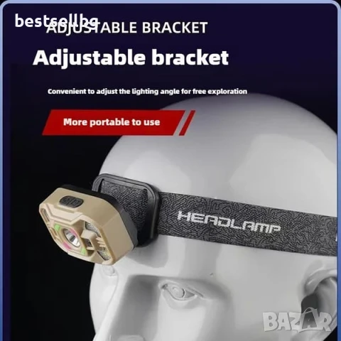 Мощен челник със сензор LED фенер за глава презареждащ се USB за къмпинг лов риболов бягане палатка, снимка 6 - Къмпинг осветление - 51204098