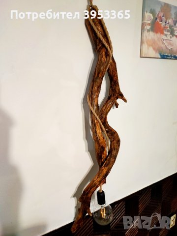 Висящ дървен полилей , снимка 3 - Лампи за таван - 43844802