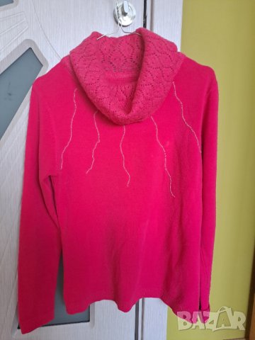 Дамско поло с голяма обърната яка циклама, снимка 1 - Блузи с дълъг ръкав и пуловери - 44129272