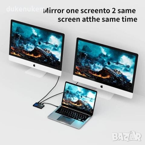 НОВ! HDMI разклонител, сплитер 1 вход към 2 изхода,4K,PS4 Xbox лаптоп, снимка 7 - Други - 50615469