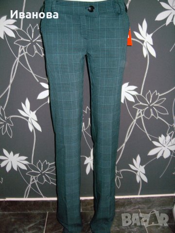 Панталон тип цигара. Каре. Зелено и черно 