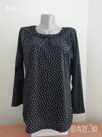 Нова черна блуза на бели точки размер XL, снимка 2 - Блузи с дълъг ръкав и пуловери - 38322800