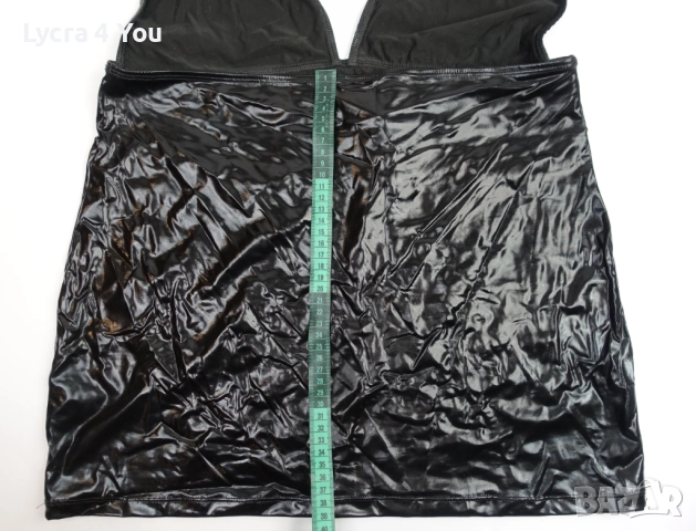 Cottelli Collection XL (EU 48-50) еротична къса рокля с кожен/мокър ефект, снимка 15 - Бельо - 52958685