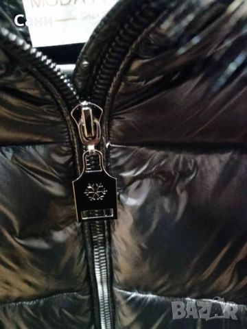 Черно зимнно яке с естествен косъм, снимка 5 - Якета - 51748751