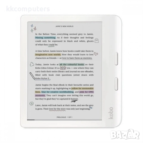 Kobo Libra Colour Четец за е-книги- 7" цветен E-Ink дисплей, 32GB, водоустойчив, бял, снимка 2 - Друга електроника - 52825791