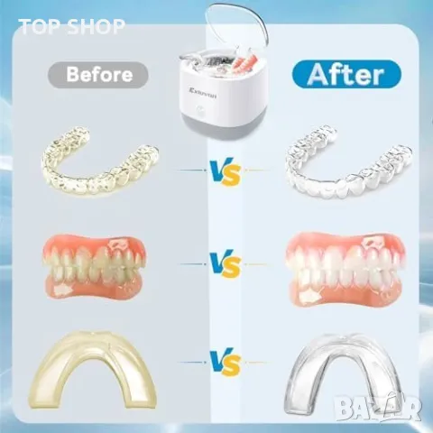 Нов Ултразвуков Почистващ уред кутия за Протези и Бижута Дълбоко Почистване, снимка 6 - Други стоки за дома - 49339228