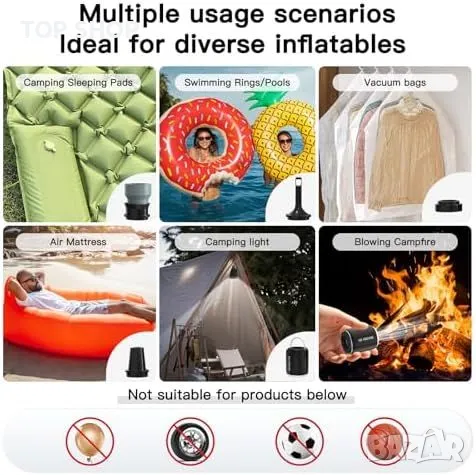 Нова Електрическа Въздушна Помпа за Надуване и Изпускане Къмпинг Пътувания, снимка 5 - Гедорета - 49409684