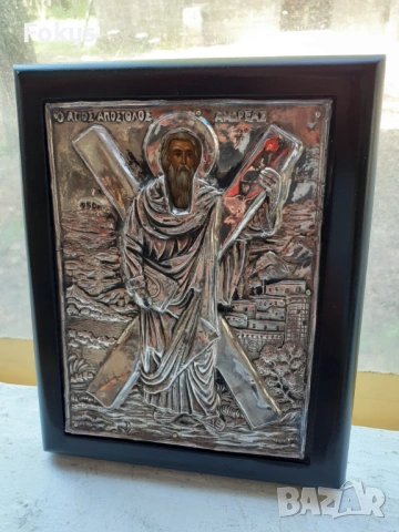 Голяма сребърна икона със сертификат, снимка 7 - Антикварни и старинни предмети - 53429965