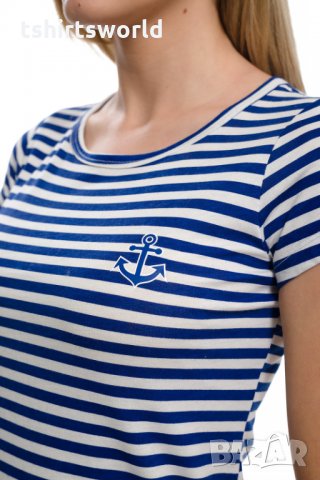 Нова дамска класическа моряшка тениска с трансферен печат Котва, снимка 3 - Тениски - 27952487