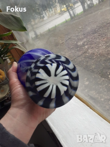 Голяма синя ваза Мурано, снимка 2 - Антикварни и старинни предмети - 53340117