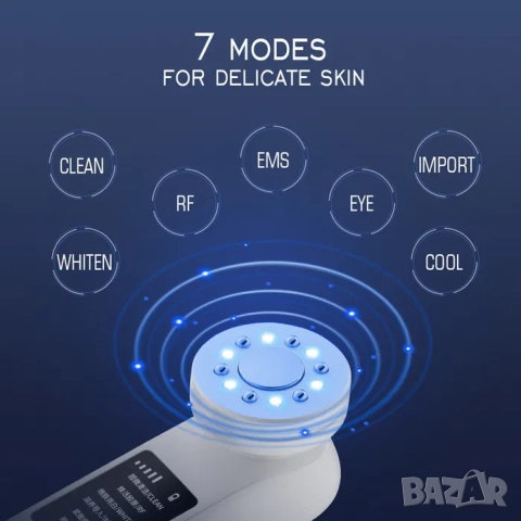 Уред за лице 7 в 1 Почистване на порите, Против бръчки, EMS лифтинг, снимка 3 - Козметични уреди - 52064438
