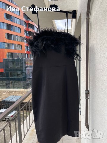 Разкошна нова черна парти коктейлна строго официална рокля Mohito пера пухчета , снимка 13 - Рокли - 42094065