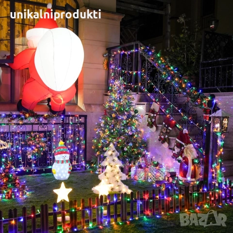 Соларни коледни лампички 10м 100 LED многоцветни 8 програми готов комплект, снимка 2 - Лед осветление - 52262491