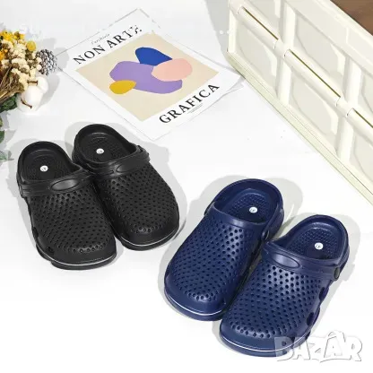 Мъжки чехли в син и черен цвят, снимка 5 - Джапанки - 50179251