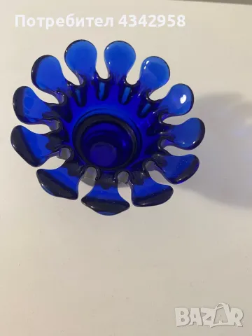 Ретро сини стъклени свещници, снимка 5 - Декорация за дома - 48858762