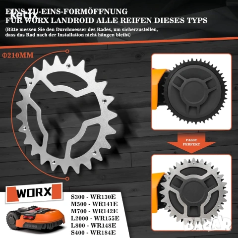 Стоманени шипове за робот косачка Worx Landroid, съвместими с модели S и M, снимка 3 - Други - 53023612