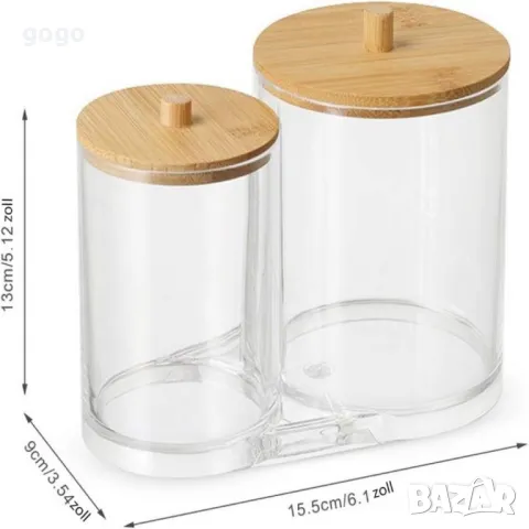 Стилен акрилен двоен органайзер с бамбуков капак, снимка 3 - Други стоки за дома - 49731561