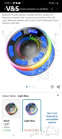 Bluetooth високоговорител за душ, преносим безжичен високоговорител IP7 Водоустойчив високоговорител