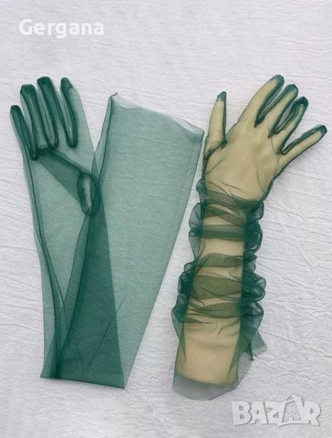 тъмно зелени дълги ръкавици, снимка 2 - Ръкавици - 43717972